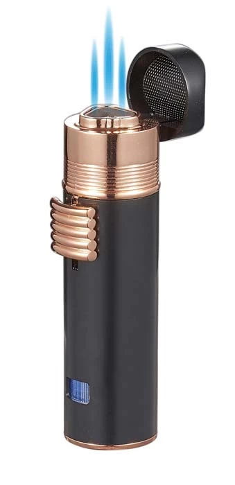 Visol Saddle Triple Torch Lighter -Black And Rose Gold