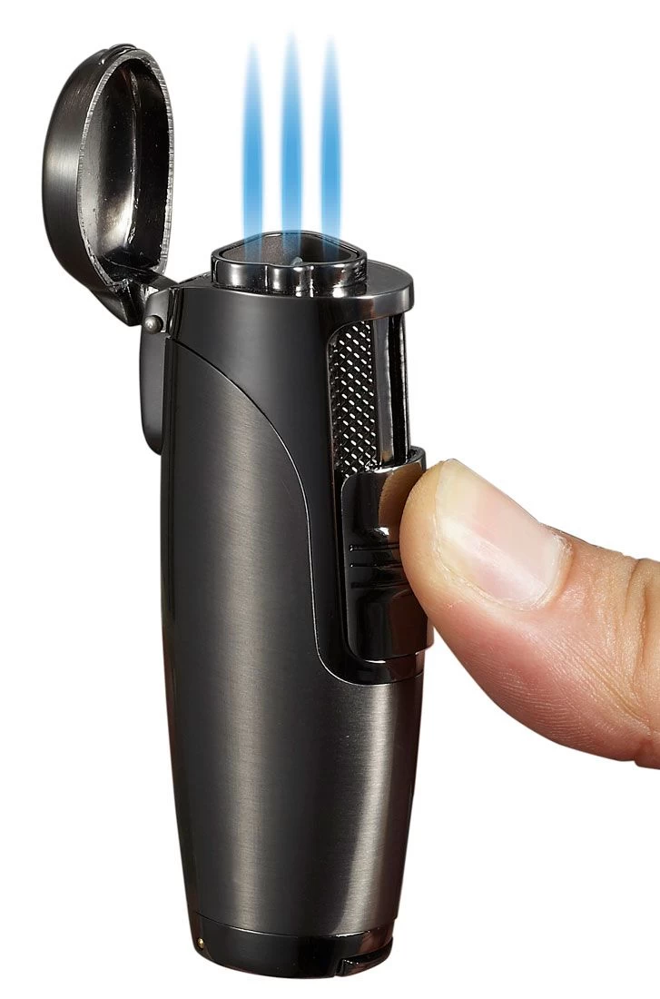 Visol Triad Satin Gunmetal Triple Torch Cigar Flame Lighter - Image 2
