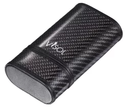 Visol Trinity Black Carbon Fiber Cigar Case - Holds 3 Cigars