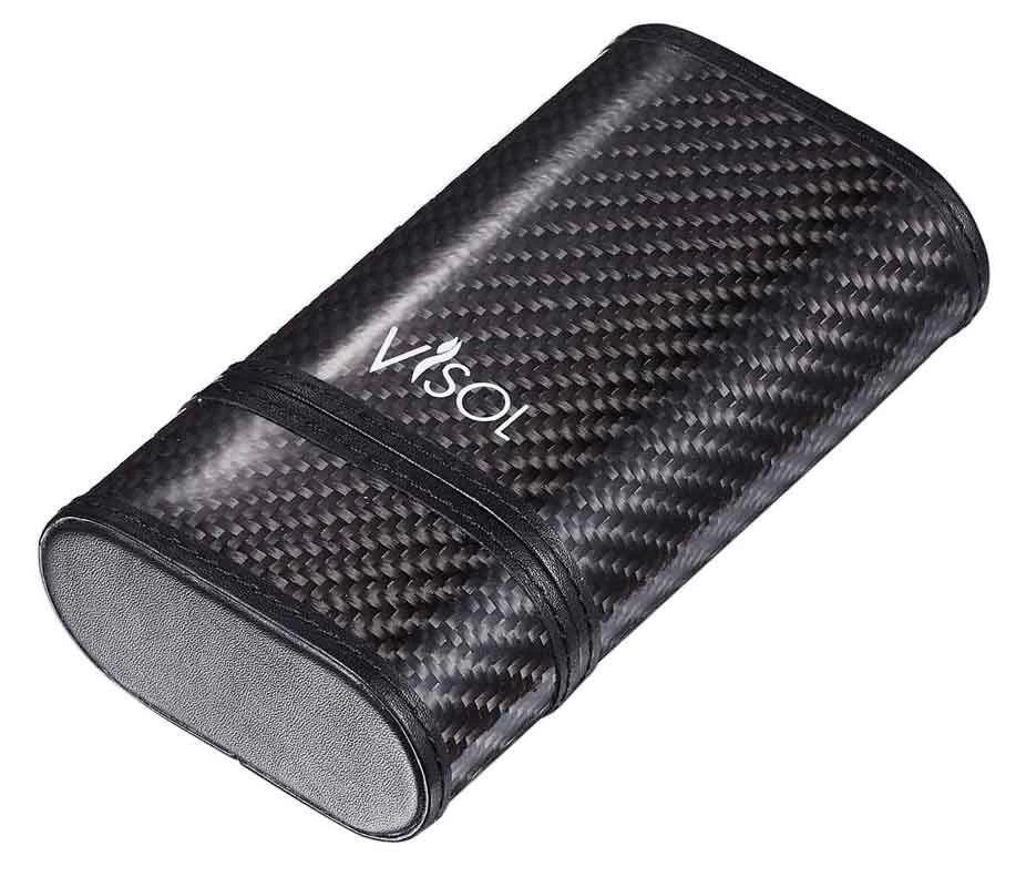 Visol Trinity Black Carbon Fiber Cigar Case - Holds 3 Cigars