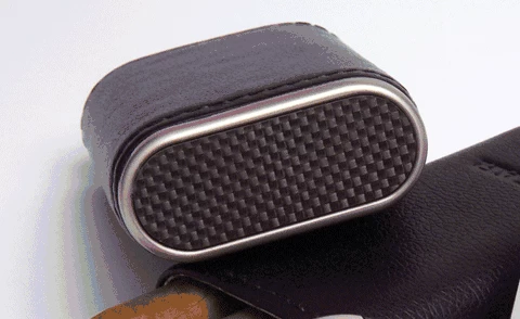 Xikar Envoy Black Leather Cigar Case With Carbon Fiber Ends