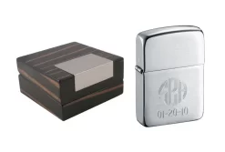 Zippo 1941Brushed Metal Lighter & Visol Kadar Wooden Case Gift Set