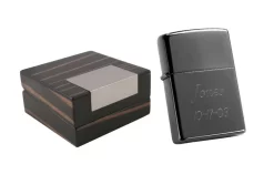 Zippo Black Ice Lighter & Visol Kadar Wooden Case Gift Set