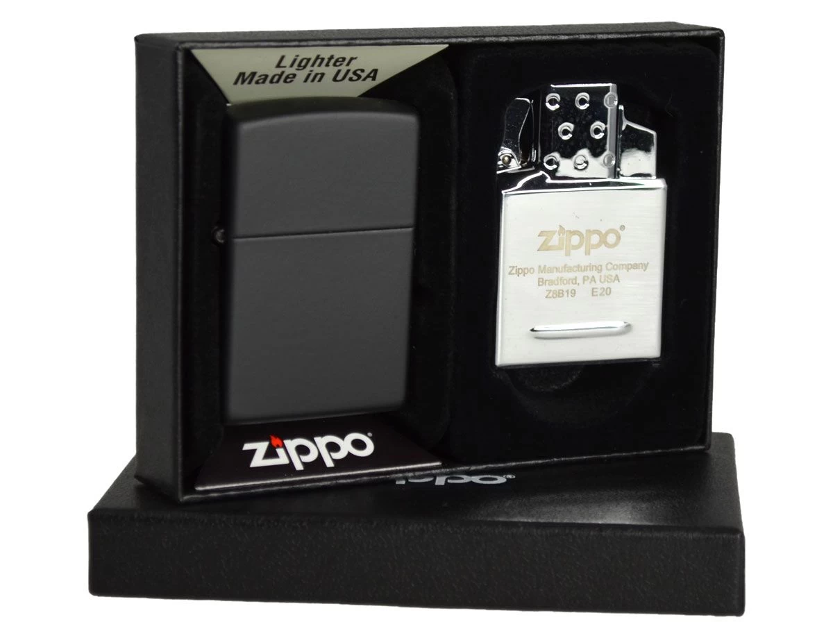 Zippo Black Matte Lighter With Double Torch Lighter Insert - Image 4