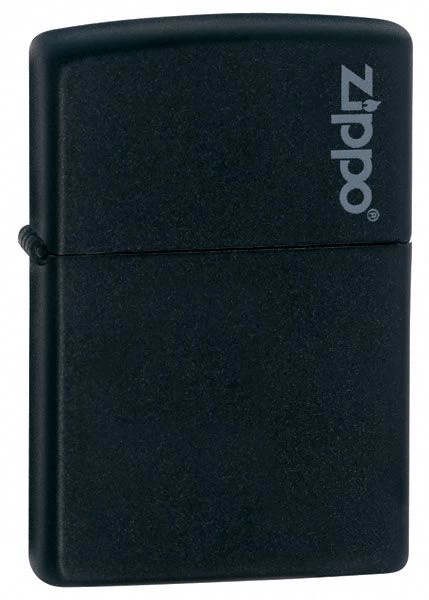 Zippo Black Matte Lighter With Zippo Logo