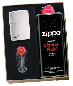 Zippo Brushed Chrome Pipe Lighter Gift Kit - Ships By Ground Only