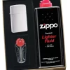 Zippo Brushed Chrome Slim Lighter Gift Kit - Ships By Ground Only