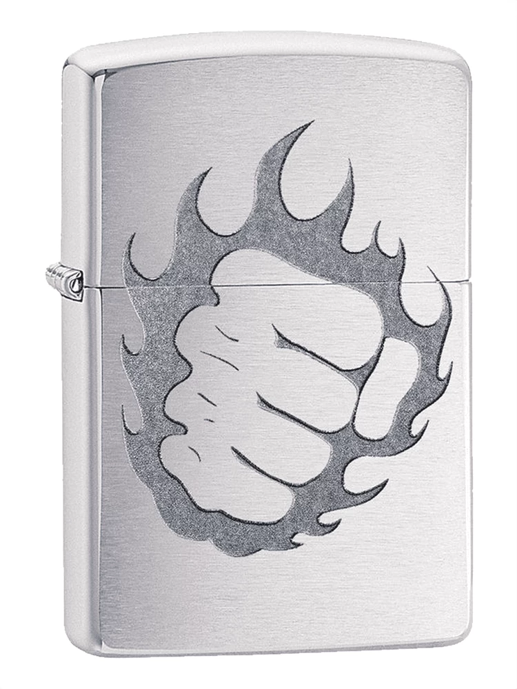 Zippo Fist & Fire Brushed Chrome Lighter