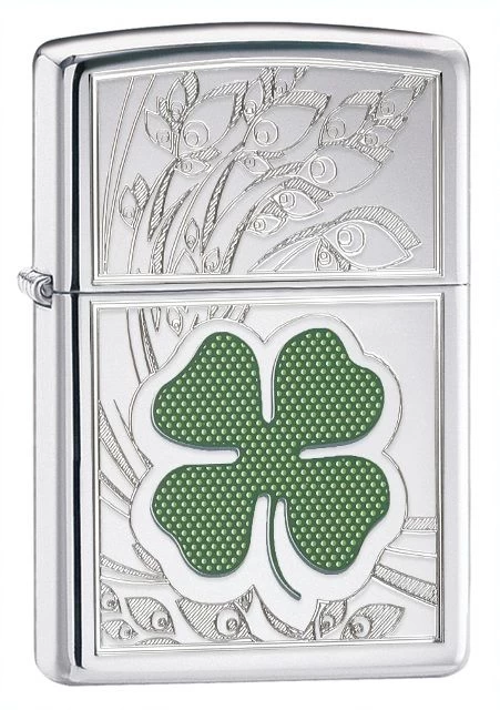 Zippo Four Leaf Clover High Polish Chrome Lighter