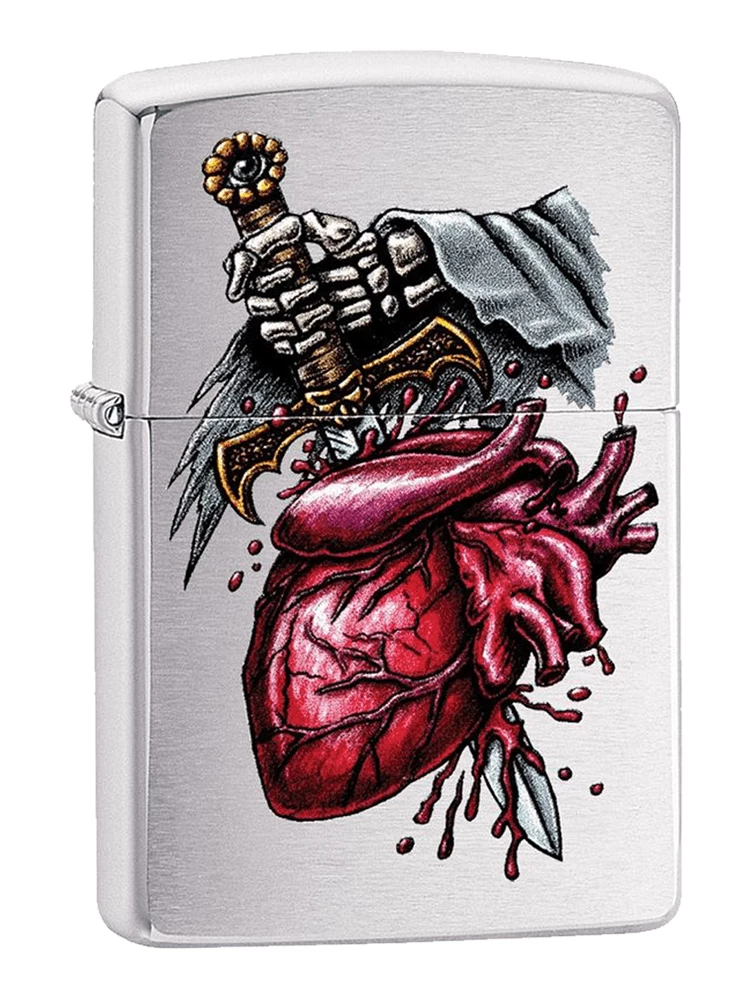 Zippo Goth Sword In The Heart - Brushed Chrome Lighter