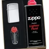 Zippo High Polish Chrome Slim Lighter Gift Kit - Ships By Ground Only