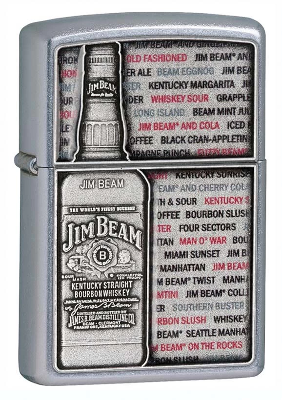 Zippo Jim Beam Bottle Emblem Street Chrome Lighter