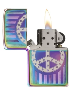 Zippo Rivit Peace Sign Spectrum Lighter