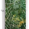 Zippo Spider Web Rain Drops Brushed Chrome Lighter