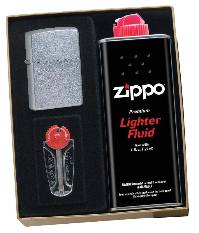 Zippo Street Chrome Lighter Gift Kit - Ships By Ground Only