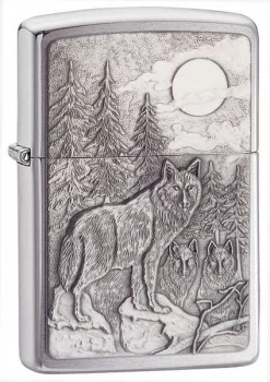 Zippo Timberwolves Emblem Brushed Chrome Lighter