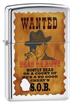Zippo Wanted Poster High Polish Chrome Lighter