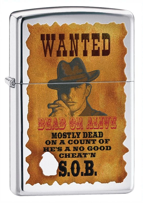 Zippo Wanted Poster High Polish Chrome Lighter