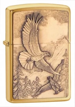 Zippo Where Eagles Dare Emblem Brushed Brass Lighter